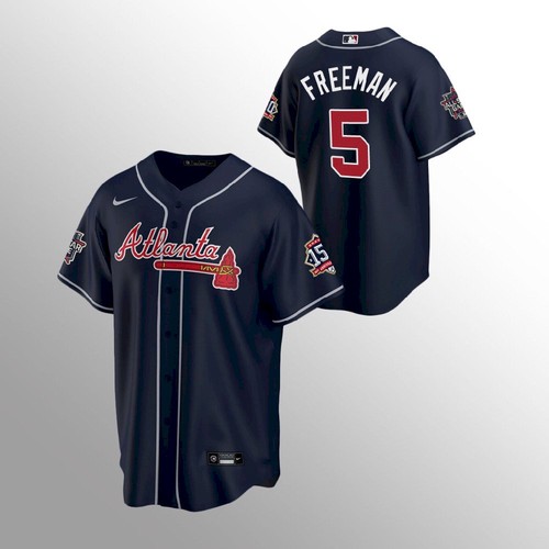 Atlanta Atlanta Braves #5 Freddie Freeman Nike 150th Anniversary 2021 World Series Youth MLB Jersey – Navy Youth