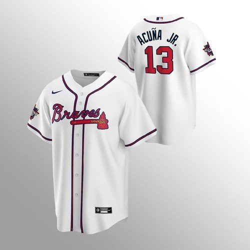 Atlanta Atlanta Braves #13 Ronald Acuna Jr. Nike 150th Anniversary 2021 World Series Youth MLB Jersey – White Youth