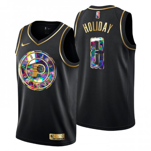 Indiana Indiana Pacers #8 Justin Holiday Men’s Golden Edition Diamond Logo 2021/22 Swingman Jersey – Black Men’s