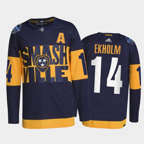 Adidas Nashville Predators #14 Mattias Ekholm Men’s 2022 Stadium Series Authentic NHL Jersey – Navy Men’s