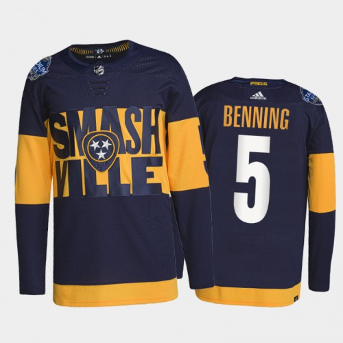 Adidas Nashville Predators #5 Matt Benning Men’s 2022 Stadium Series Authentic NHL Jersey – Navy Men’s