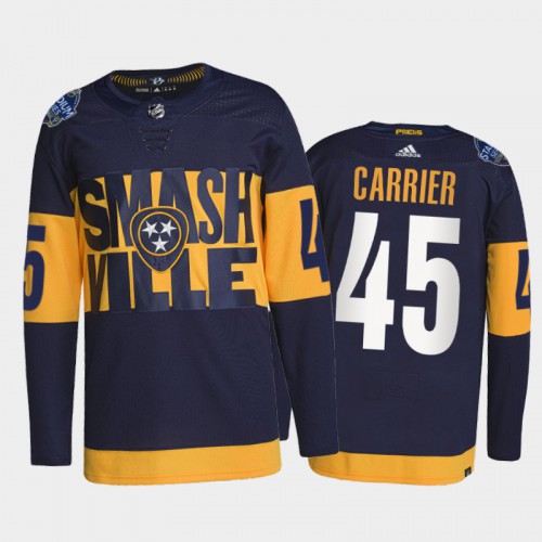 Adidas Nashville Predators #45 Alexandre Carrier Men’s 2022 Stadium Series Authentic NHL Jersey – Navy Men’s