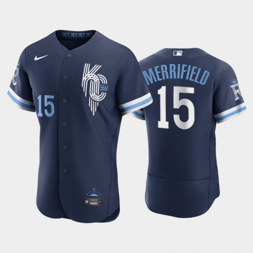 Kansas City Kansas City Royals #15 Whit Merrifield Men’s Nike Authentic 2022 City Connect Navy Jersey Men’s