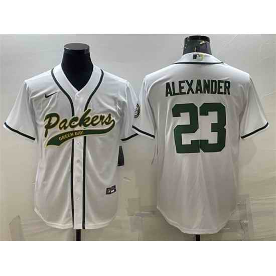 Men Green Bay Packers #23 Jaire Alexander White With Patch Cool Base Stitched Baseball Jersey