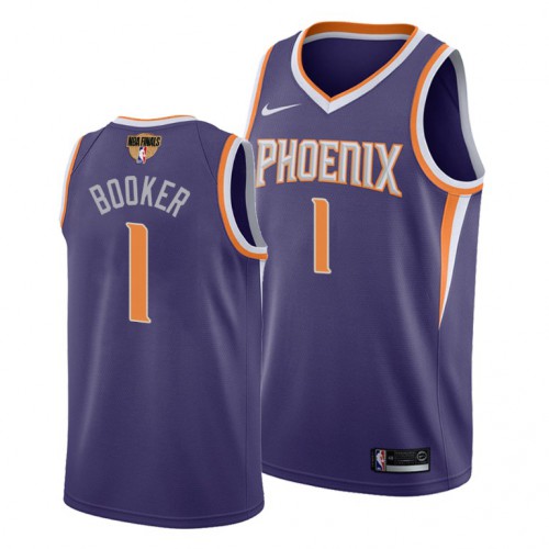 Nike Phoenix Suns #1 Devin Booker Men’s 2021 NBA Finals Bound Swingman Icon Edition Jersey Purple Men’s