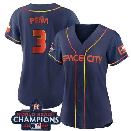 Women Houston Astros #3 Jeremy Pena Navy 2022 World Series Champions City Connect Stitched Baseball Jersey