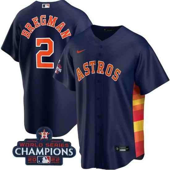 Men Houston Astros #2 Alex Bregman Navy 2022 World Series Champions Stitched Baseball Jersey