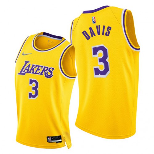 Nike Los Angeles Lakers #3 Anthony Davis Women’s 2021-22 75th Diamond Anniversary NBA Jersey Gold Womens->women nba jersey->Women Jersey