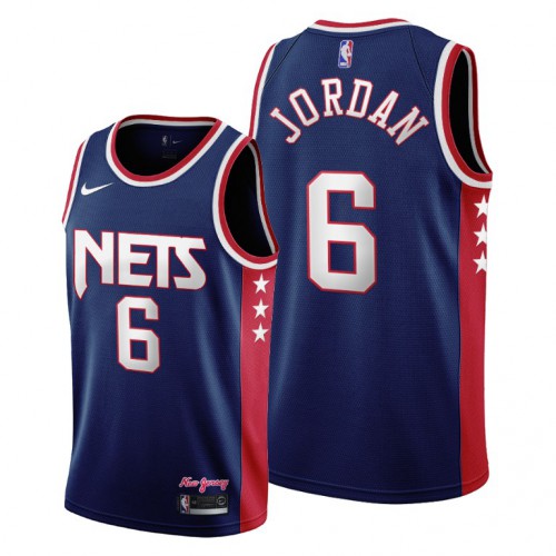 Brooklyn Brooklyn Nets #6 Deandre Jordan Women’s 2021-22 City Edition Throwback 90s Wordmark Navy NBA Jersey Womens