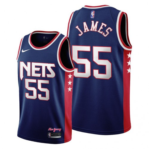 Brooklyn Brooklyn Nets #55 Mike James Women’s 2021-22 City Edition Throwback 90s Wordmark Navy NBA Jersey Womens