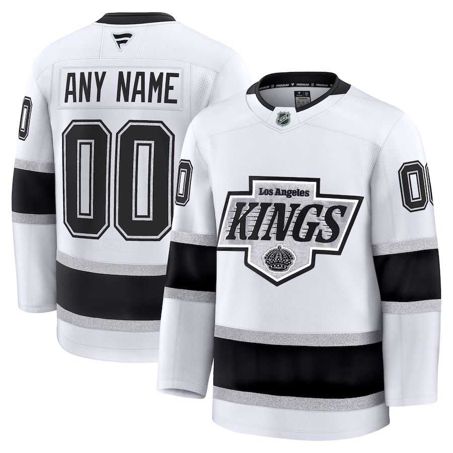 Mens Los Angeles Kings Custom White 2024-25 Away Stitched Hockey Jersey