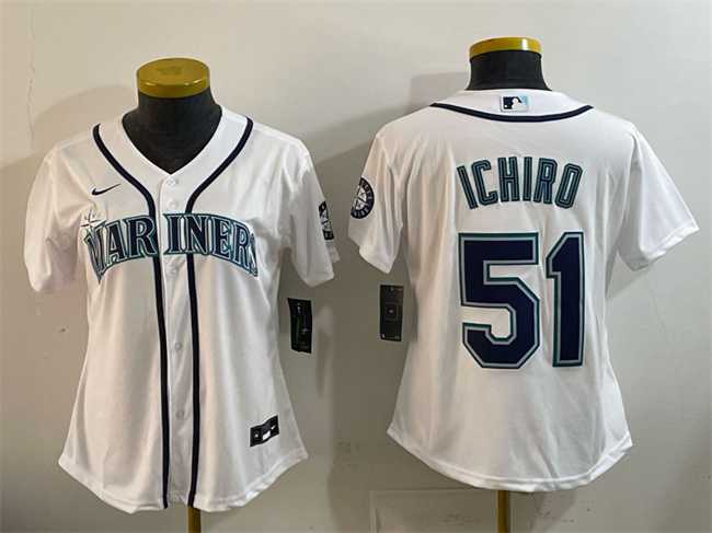 Womens Seattle Mariners #51 Ichiro Suzuki White Cool Base Stitched Jersey