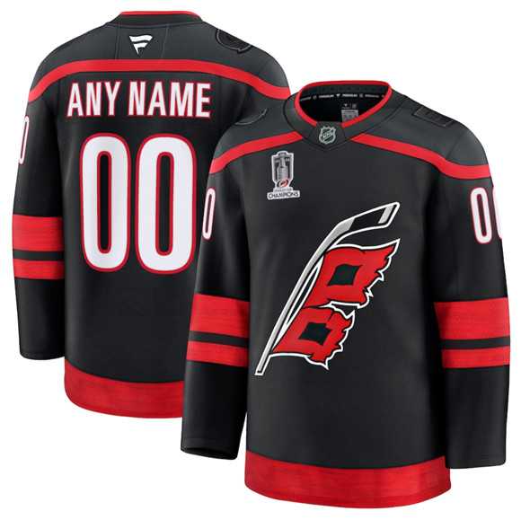 Mens Carolina Hurricanes Active Player Custom Black 2026 Stanley Cup Champions Home Stitched Jersey