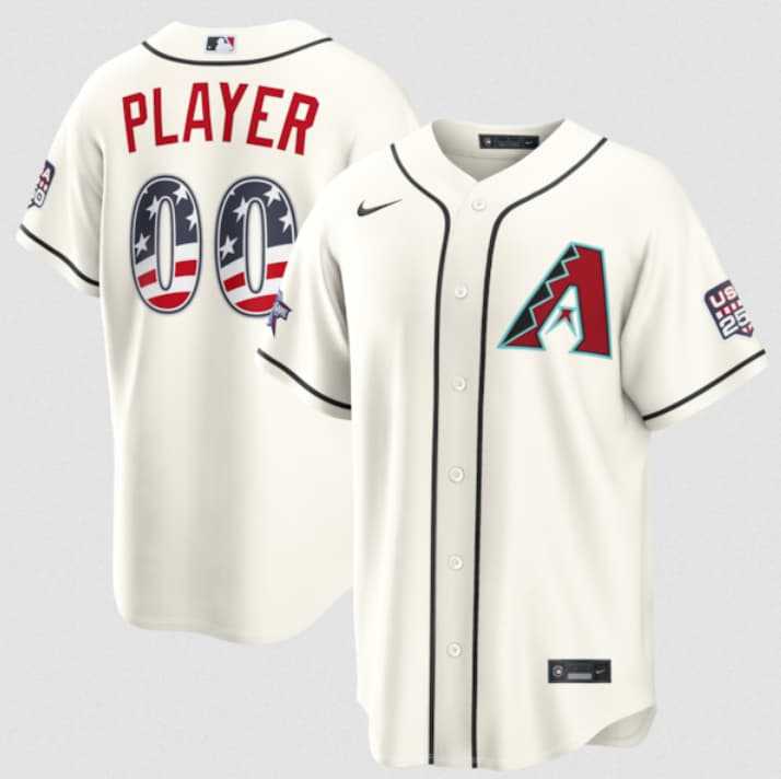 Mens Arizona Diamondbacks Active Player Custom Cream 2026 All-Star Edition Stars & Stripes & USA 250 Fourth of July Home Stadium Stitched Baseball Jersey