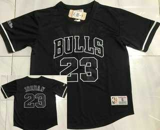 Mens Chicago Bulls #23 Michael Jordan Black Short Sleeved AU Throwback Jersey Dzhi