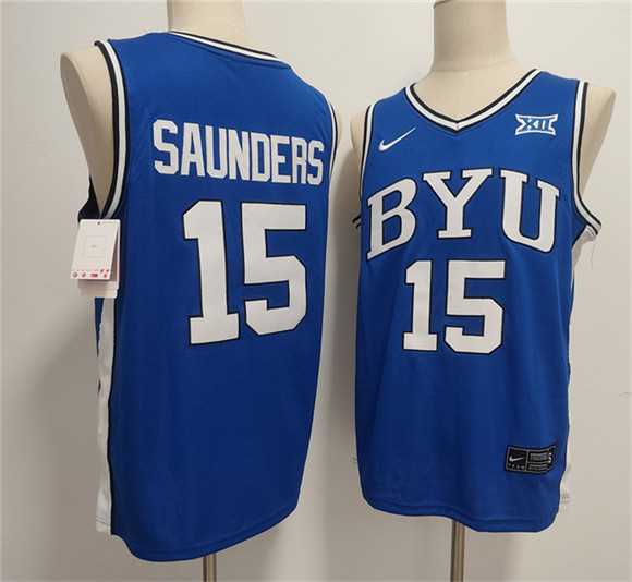 Mens Duke Blue Devils #15 Richie Saunders Blue Stitched Basketball Jersey