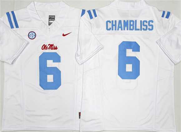 Mens Ole Miss Rebels #6 Trinidad Chambliss White 2026 F.U.S.E. Stitched jersey