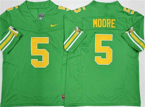 Mens Oregon Ducks #5 Dakorien Moore 2026 Green F.U.S.E. Stitched Jersey