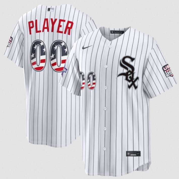 Mens Chicago White Sox Active Player Custom White 2026 All-Star Edition Stars & Stripes & USA 250 Fourth of July Home Stadium Stitched Baseball Jersey