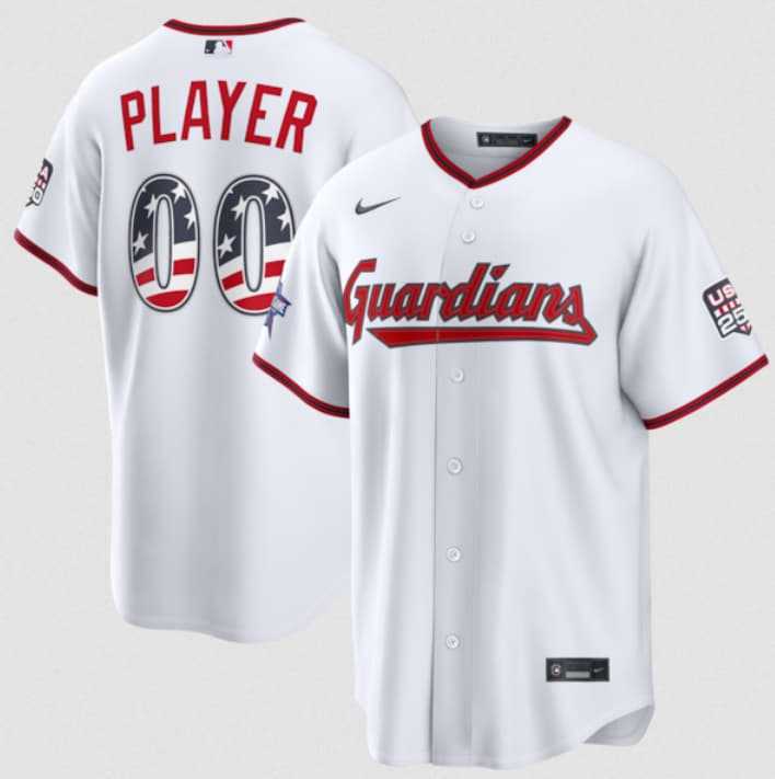 Mens Cleveland Guardians Active Player Custom White 2026 All-Star Edition Stars & Stripes & USA 250 Fourth of July Home Stadium Stitched Baseball Jersey
