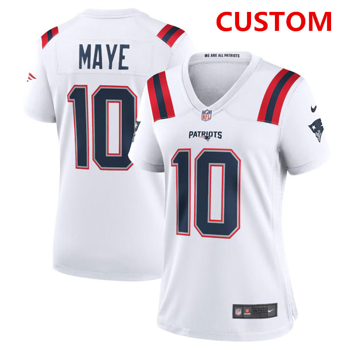 Womens New England Patriots Custom White Vapor Untouchable Stitched Jersey