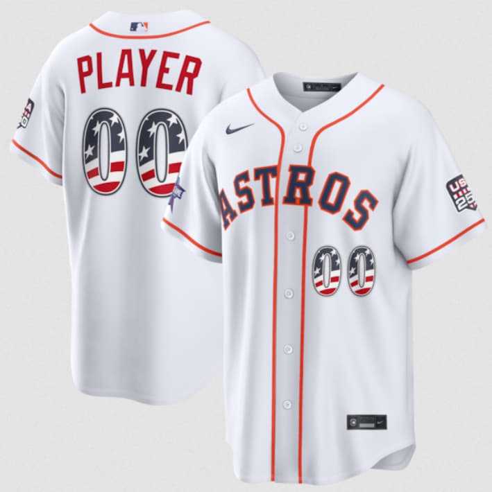 Mens Houston Astros Active Player Custom White 2026 All-Star Edition Stars & Stripes & USA 250 Fourth of July Home Stadium Stitched Baseball Jersey