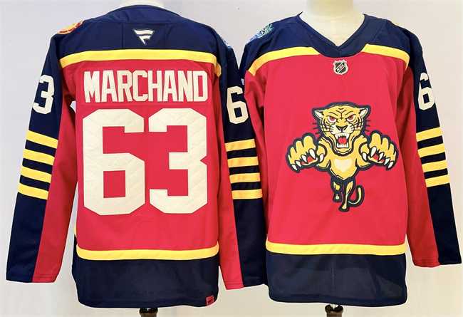 Mens Florida Panthers #63 Brad Marchand Red 2026-2026 Winter Classic Stitched Hockey Jersey