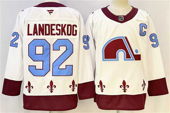 Mens Colorado Avalanche #92 Gabriel Landeskog White 2024-25 With C Patch Stitched Hockey