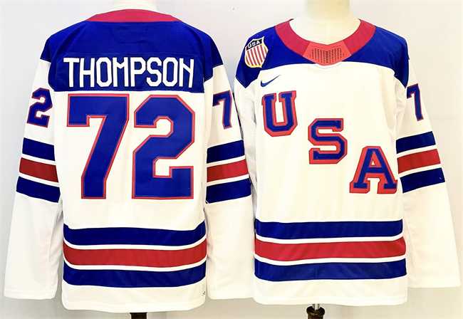 Mens USA #72 Tage Thompson White 2025-2026 Stitched Jersey
