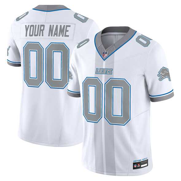Mens Detroit Lions Customized White 2025 F.U.S.E. Motor City Racing Edition Vapor Limited Stitched Jersey