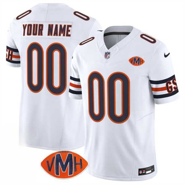 Mens Chicago Bears Active Player Custom White 2025 F.U.S.E. With VMH Patch Vapor Untouchable Limited Football Stitched Jersey