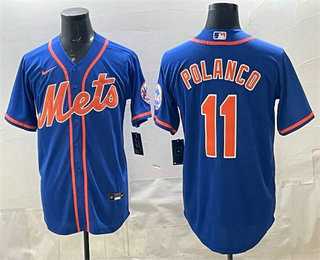 Mens New York Mets #11 Jorge Polanco Blue Cool Base Stitched Jersey