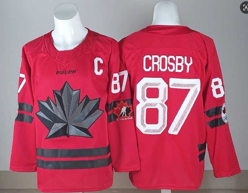 Mens Canada Hockey #87 Sidney Crosby With C Patch Red 2026 Olympics Stitched Jersey