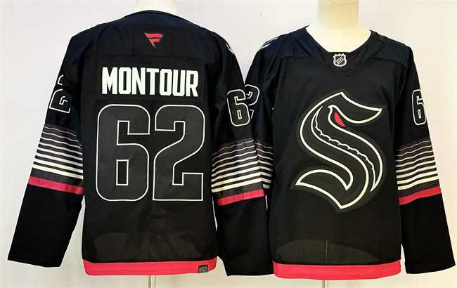 Mens Seattle Kraken #62 Brandon Montour Black 2026 Alternate Stitched Hockey Jersey