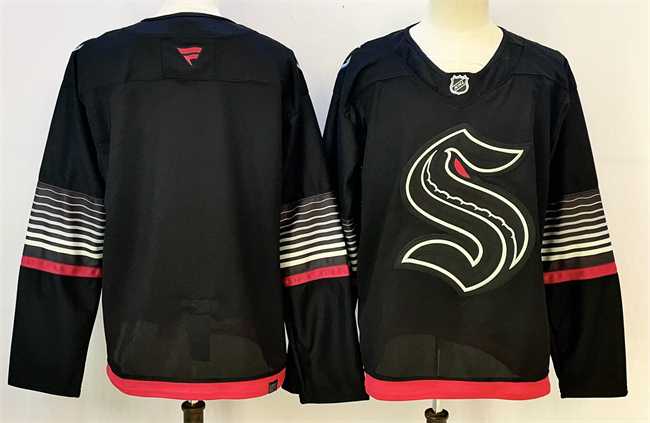 Mens Seattle Kraken Blank Black Alternate Stitched Hockey Jersey