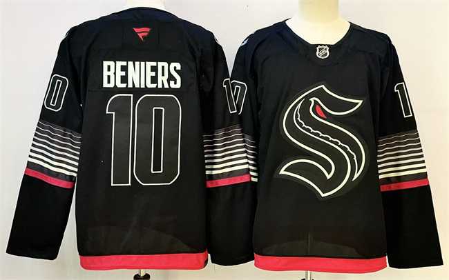 Mens Seattle Kraken #10 Matty Beniers Black 2026 Alternate Stitched Hockey Jersey