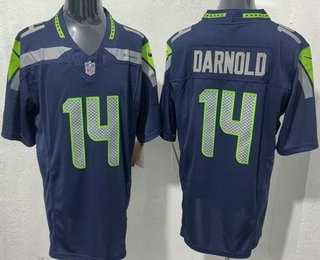 Mens Seattle Seahawks #14 Sam Darnold Limited Navy FUSE Vapor Stitched Jersey