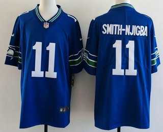 Mens Seattle Seahawks #11 Jaxon Smith Njigba Limited Blue Throwback Vapor Stitched Jersey
