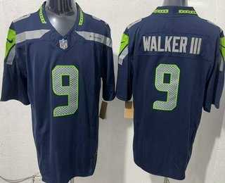 Mens Seattle Seahawks #9 Kenneth Walker III Limited Navy FUSE Vapor Stitched Jerseys