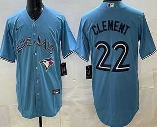 Mens Toronto Blue Jays #22 Ernie Clement Light Blue Cool Base Jersey