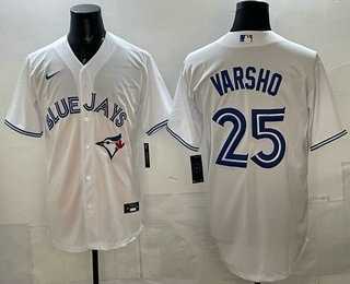 Mens Toronto Blue Jays #25 Daulton Varsho White Cool Base Jersey