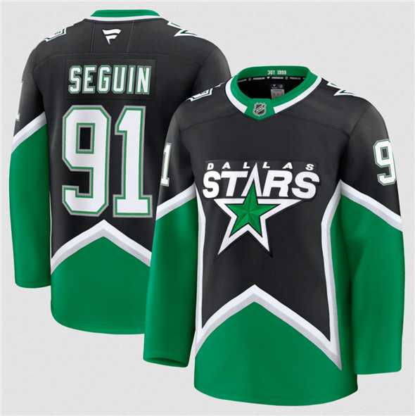 Mens Dallas Stars #91 Tyler Seguin Black 2025-26 Alternate Stitched Jersey Dzhi