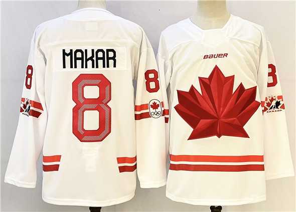 Mens Canada #8 Cale Makar White Stitched Jersey