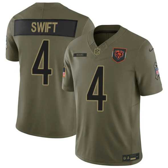 Mens Chicago Bears #4 DAndre Swift Olive 2025 F.U.S.E. Salute to Service Limited Stitched Jersey Dyin
