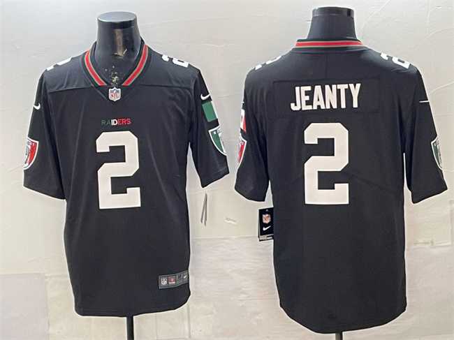 Mens Las Vegas Raiders #2 Ashton Jeanty Black Mexico Vapor Limited Stitched Jersey->->