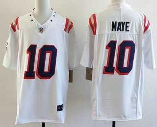 Mens New England Patriots #10 Drake Maye Limited White Fashion FUSE Vapor Jersey->->