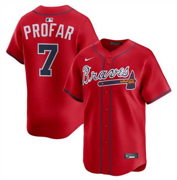 Mens Atlanta Braves #7 Jurickson Profar Red 2025 Alternate Limited Stitched Jersey Dzhi