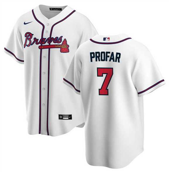 Mens Atlanta Braves #7 Jurickson Profar White 2025 Cool Base Stitched Jersey Dzhi