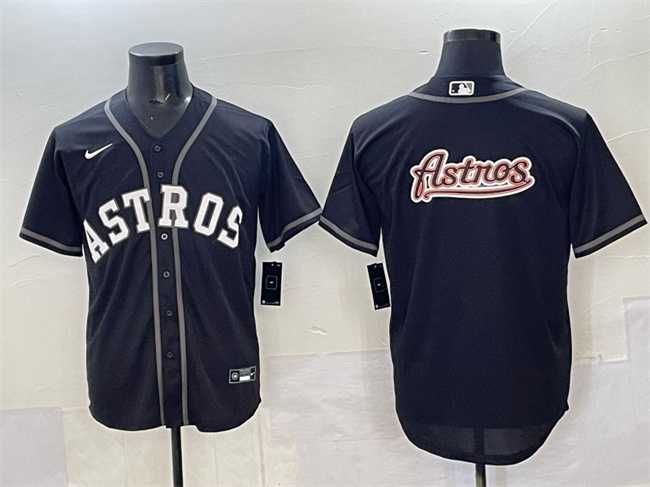 Mens Houston Astros Team Big Logo Black Lights Out Limited Stitched Jersey