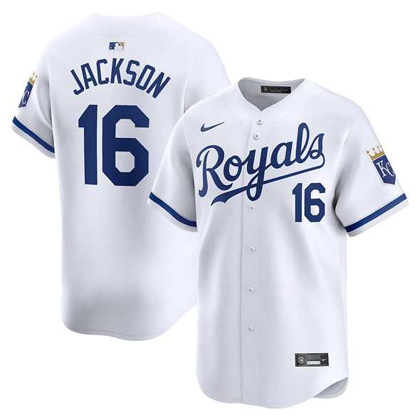 Mens Kansas City Royals #16 Bo Jackson White 2024 Home Limited Stitched Jersey Dzhi